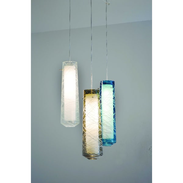 Spun LED Pendant - 3000K - 120V - Satin Nickel - Steel Blue